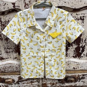 Banana Print Kids Shirt Sz XS